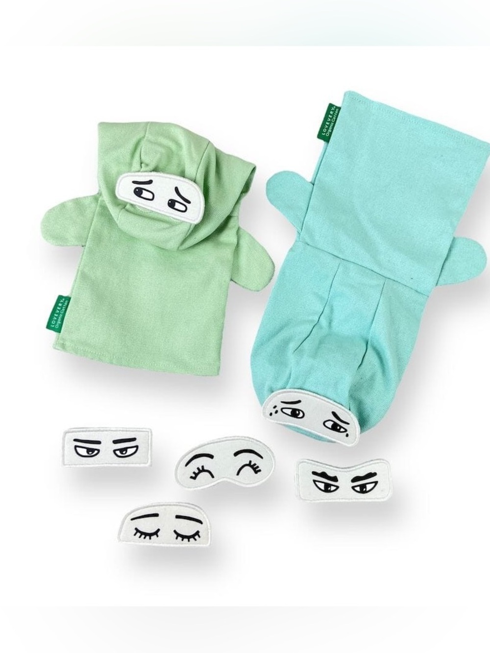 Loveevery Interchangeable Facial expressions Puppet Mitts Set - Organic Cotton